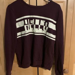 Maroon and white sweatshirt